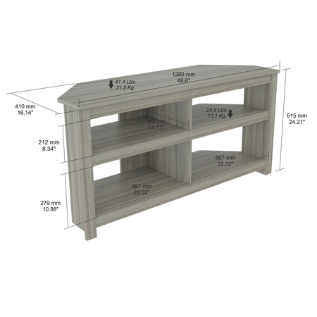 Inval Corner TV Stand 50 in. W Smoked Oak Fits TVs Up to 50 in. with Cable Management MTV-17019